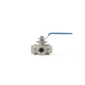 Three way threaded ball valve